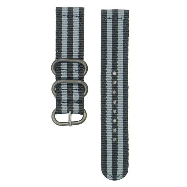 Correa de reloj de de repuesto de nailon gris negro a rayas 18/20/22/24mm 18mm Hugo Pulsera de correa de reloj de nylon