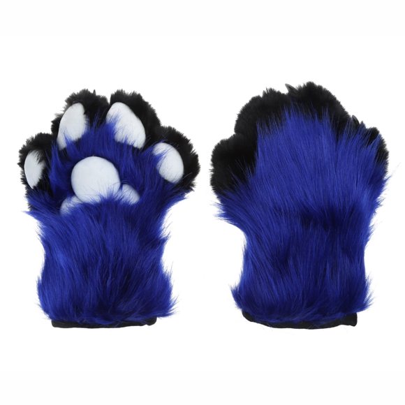 Wolf Dog Foxes Paw Claw Gloves Costume Accessories Cosplays Plush Full Finger Mittens Fursuit for Adults