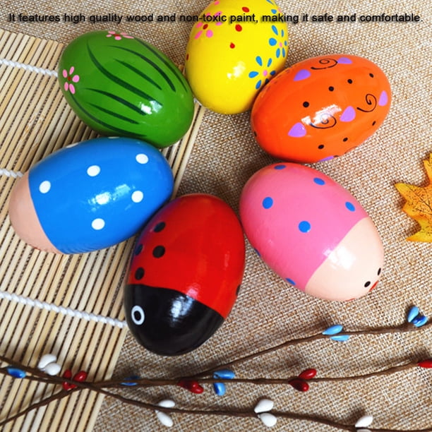 6PCS Wooden Percussion Musical Egg Easter Maracas Egg Vibrating Shaker Kids  Toys Musical Instrument - Walmart.ca