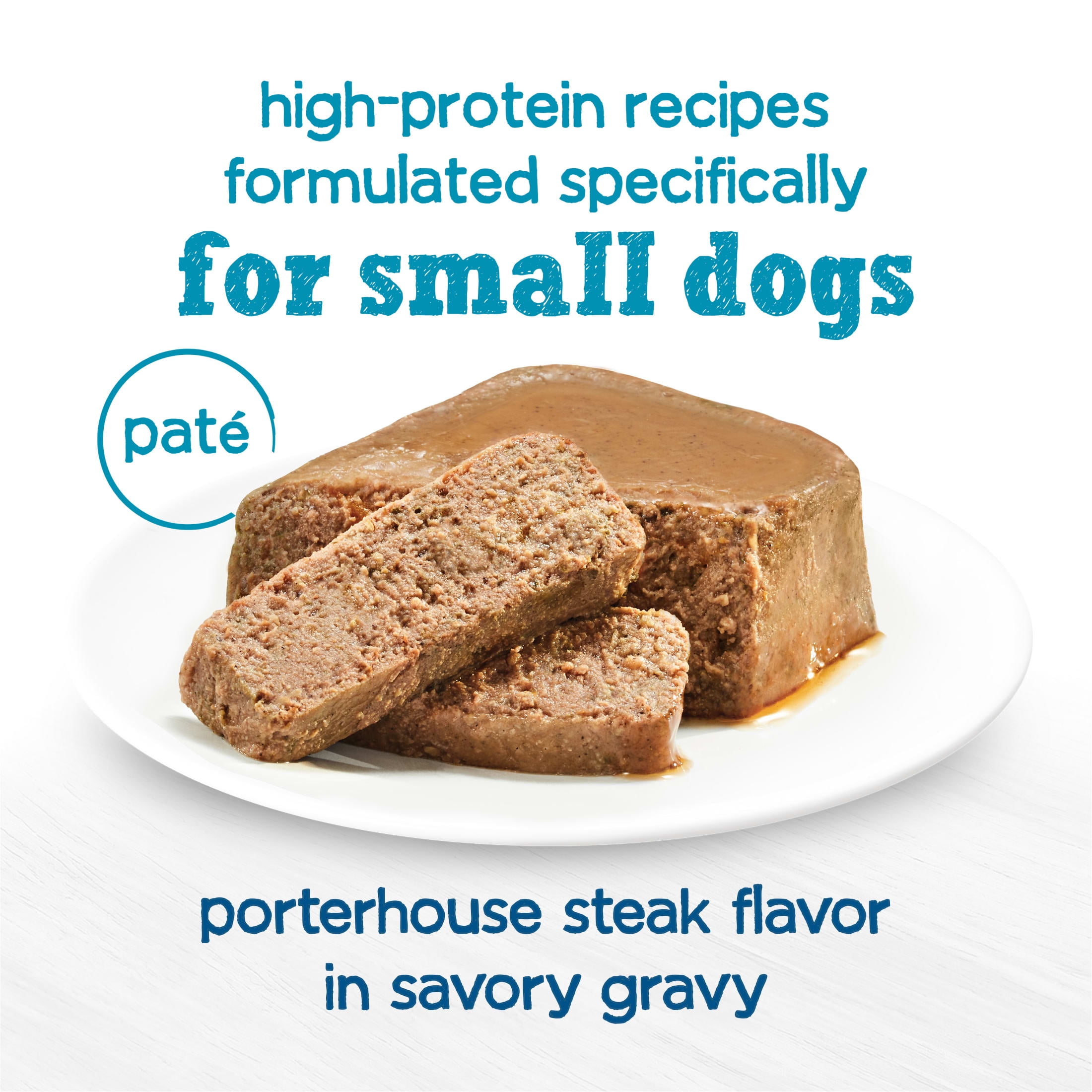 Purina Beneful IncrediBites Pate Wet Dog Food for Small Dogs, Natural Soft Porterhouse Steak Flavor in Savory Gravy, 3.5 oz Tub