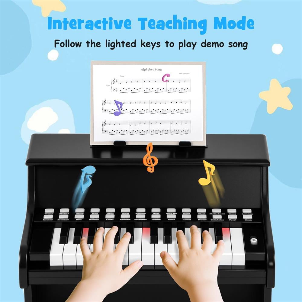 Choco Moon 25 Keys Kids Piano Keyboard with Adjustable Speed and Teaching Mode, Keyboard Piano, Piano Kids-Black