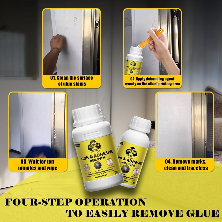 4 PC Heavy-Duty Adhesive & Paint Remover Spray, Fast-Acting Residue-Free Cleaner for Label, Tape, Glue Residue on Plastic, Metal and Automotive Surfaces