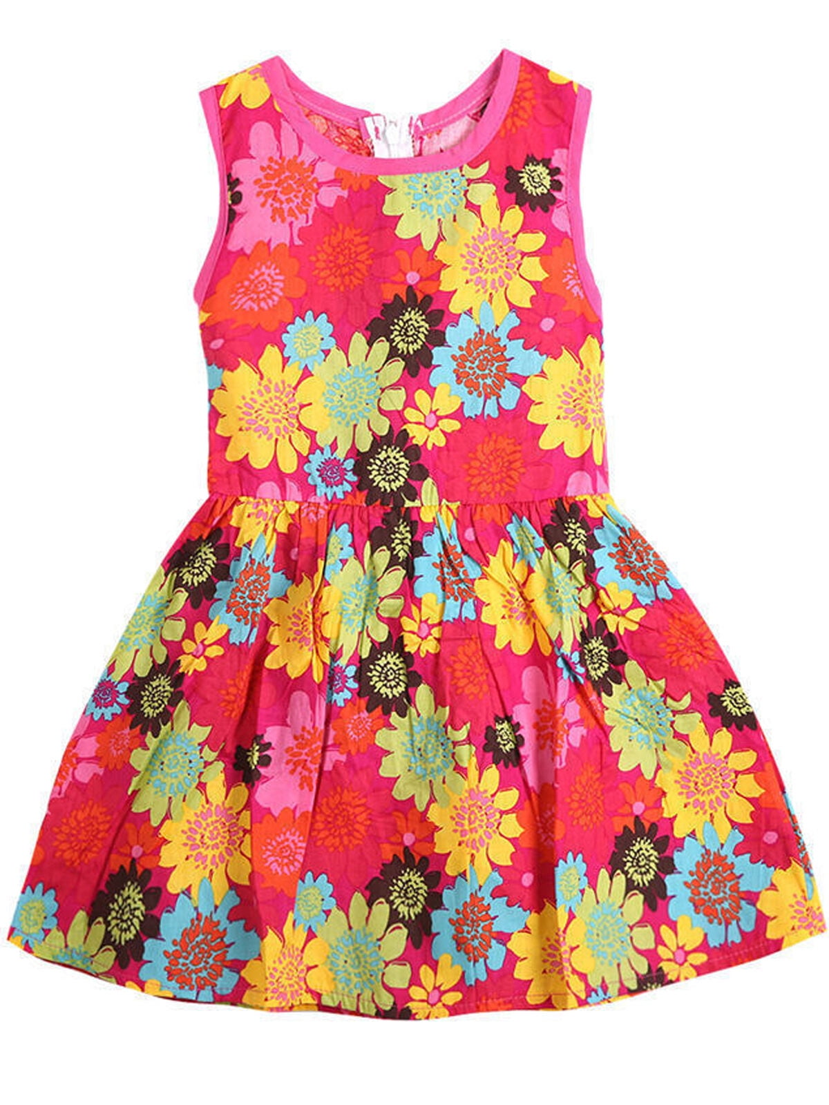 Polyester Casual Girls Clothes Summer Dress Kids Girl Princess Floral ...