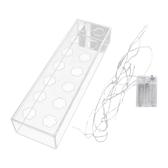Florero de acrílico Rectangular, Cajas de flores Soporte de agua Soporte de hidropónicas, Florero de flauta, Florero de brote bajo para 35x10x6.5cmLuz LED