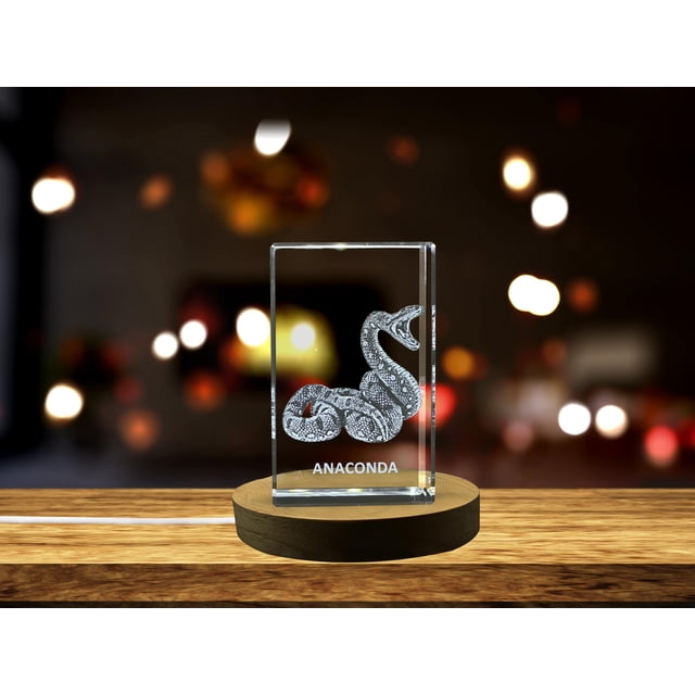 Crystal Gravé en 3D avec Design Anaconda - Cadeau Parfait pour les Amoureux des Reptiles