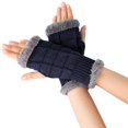 thumbnail image 3 of Resicozy Fingerless Gloves for Women Winter Warm Knit Arm Warmers Mittens Soft Hand Crochet Wrist Warmers Thumb Hole Gloves Blue, 3 of 3