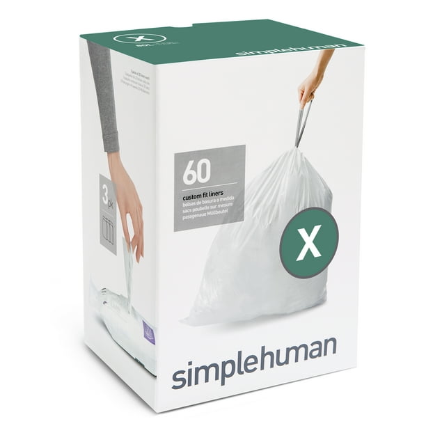 simplehuman Code X Custom Fit Drawstring Trash Bags, 80 Liter / 21