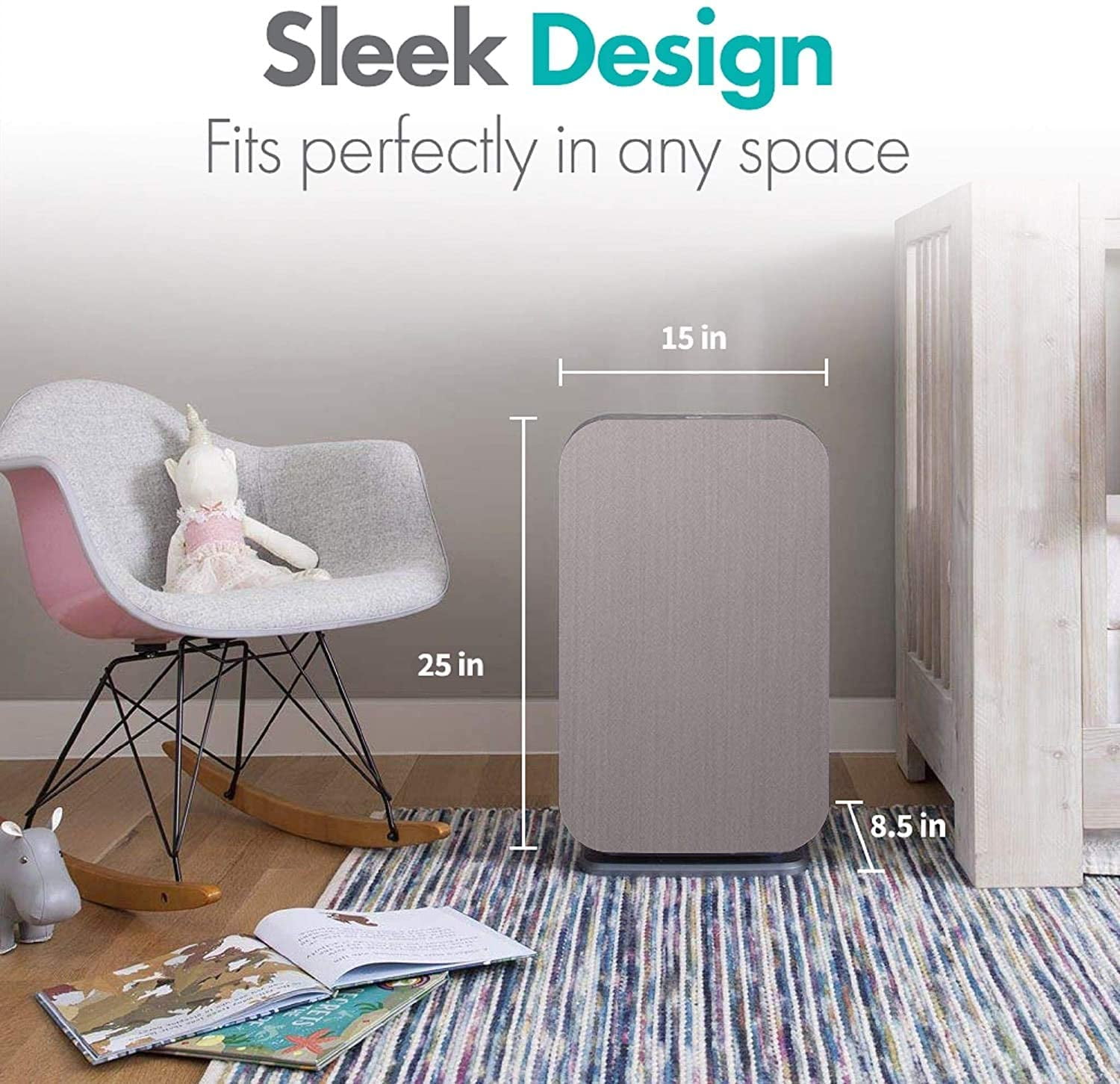 Alen BreatheSmart 45i 800 SqFt Air Purifier with VOC/Smoke HEPA Filter for Allergens, Dust & Mold + VOCs and Smoke - Brushed Stainless