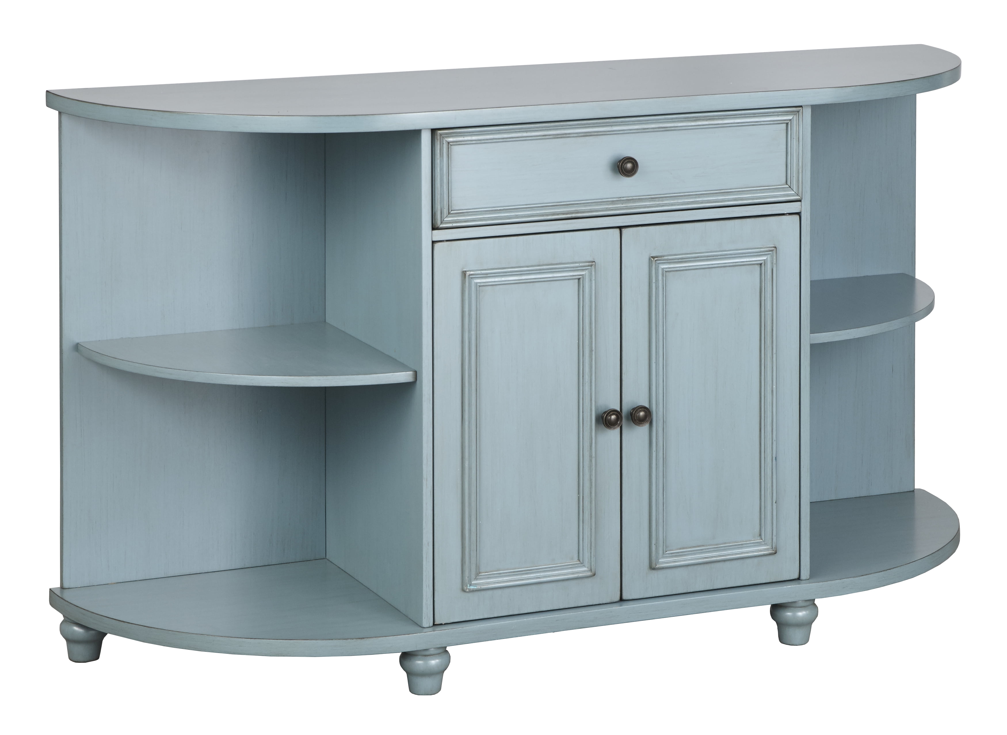 TMS Grace 60” Wide Open Shelf Farmhouse Kitchen/Dining Room Sideboard, Antique Blue
