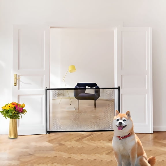 LAMIRO Pet Gate, Mesh Dog Gate for House, Magic Pet Gate for Stair, Baby Gate Door, Portable Safety Guard Fence Indoor Doorway