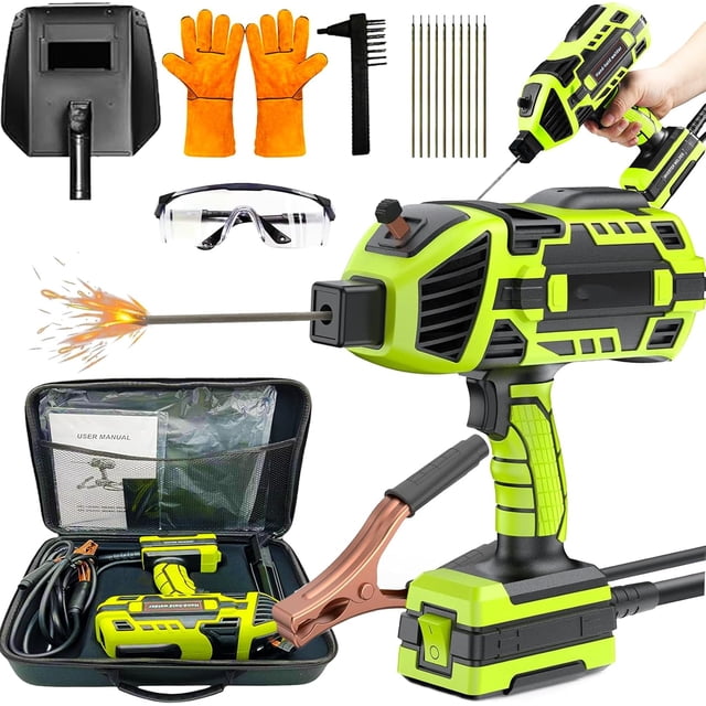 Sakerplus Welder, 6 Gears 20-120A Saker Portable Welding Machine, 110V Portable Welder Handheld with IGBT Inverter for 1/16"-1/8" Welding Rods (Green)