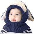 thumbnail image 1 of GRNSHTS Toddler Baby Girls Boys Winter Hat with Scarf Earflap Hood Skull Caps Age for 6 Months to 3 Years Olds (Navy), 1 of 7