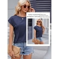 thumbnail image 6 of SLADYGLO Women Crew Neck Raglan 1/4 Sleeve Chest Pocket Split Hem T-Shirt, 6 of 7