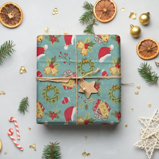 Outdoor Christmas DecorationsGift Wrapping PaperMerry Christmas Santa Hat Pattern Wrapping Paper For Festival Parties Wedding Birthday Xmas Wrap Pack Of 5 19"x27.5" MulticolorPackaging case