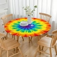 thumbnail image 3 of Rainbow Tie Dye Mandala Pattern Round Fitted Tablecloth with Elastic Edge,Dining Table Cover Waterproof,Outdoor Round Tablecloth for Camping,Dining,Indoor and Outdoor, 3 of 7
