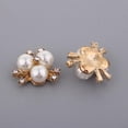 thumbnail image 4 of jifeng 10 Pearl Rhinestone FlatBack Flower Button Wedding Scrapbook Embellishment Craft Rose Golden, 4 of 9