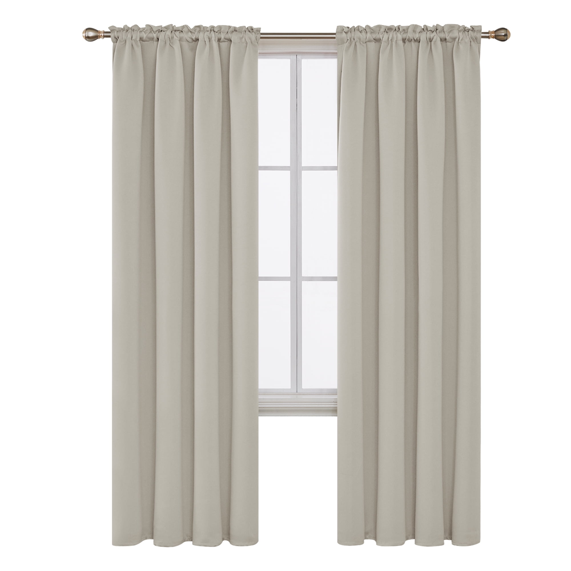 Deconovo Light Beige Blackout Curtains Rod Pocket Curtain Panels