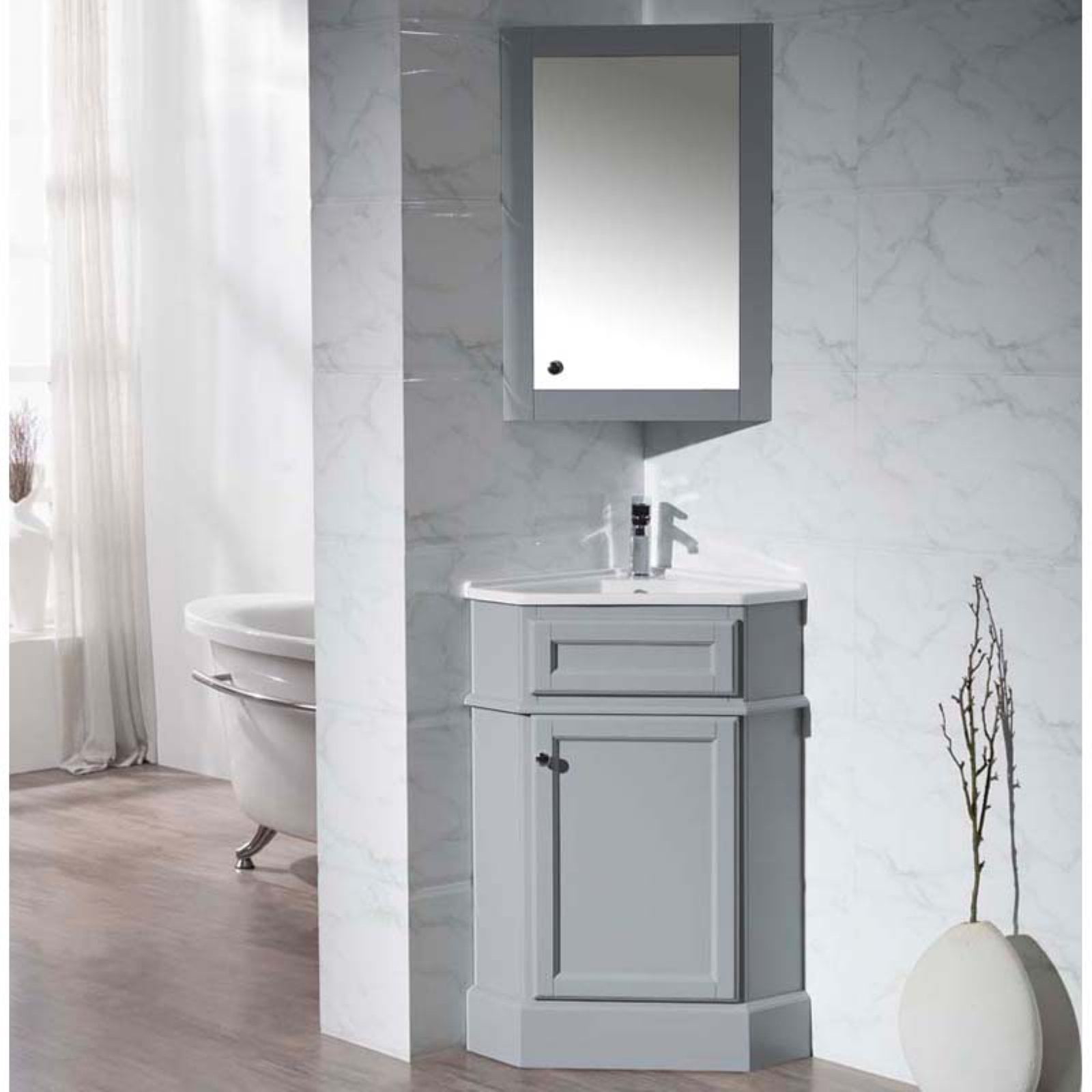 Stufurhome Hampton 27 in. Corner Bathroom Vanity with Medicine