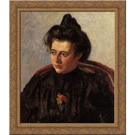 Portrait of Jeanne 20x20 Gold Ornate Wood Framed Canvas Art by Pissarro, Camille