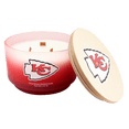 thumbnail image 2 of Pegasus Kansas City Chiefs 14.5 oz. Glass Gradient Candle with Printed Wood Top, 2 of 3