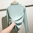 thumbnail image 2 of Mingw Womens Long Sleeve Tees Women's High Neck Inner Velvet Solid Color Large Size Loose Thin Thickened Long-sleeved Bottoming Shirt, 2 of 3