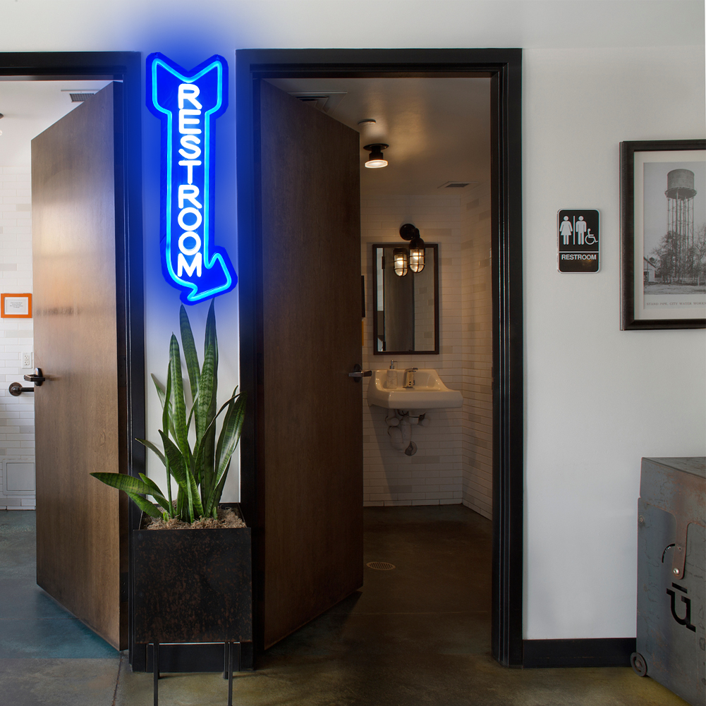 Restroom Neon Sign for Wall Decor,Toilet Neon Light with Arrow for Bar, Restaurant,Store,Bathroom Office Hotel Decoration (right)