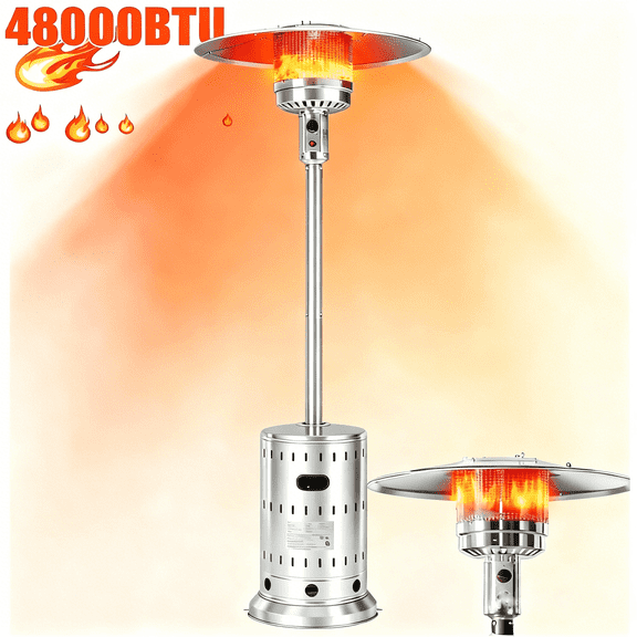 ENYOPRO 48,000 BTU Propane Heater, Propane Patio Heater for Outdoor Use,with Built-in Anti-Tipping Protection and Casters, Waterproof and Rustproof, Suitable for Patios, Gardens, and Terraces,Grey