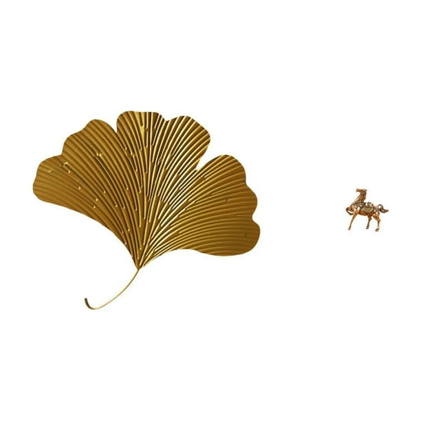 Esculturas de pared de hojas,Esculturas de pared de hierro forjado con forma de hojas de ginkgo,Escultura decorativa colgante de hojas de ginkgo para pared,Figura de caballo,Adorno de