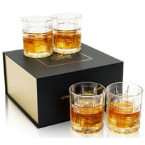 KANARS Whiskey Glasses Set of 4, 10 Oz Crystal Old Fashioned Tumblers for Bourbon, Scotch, Irish Whisky, Cocktails and Vodka