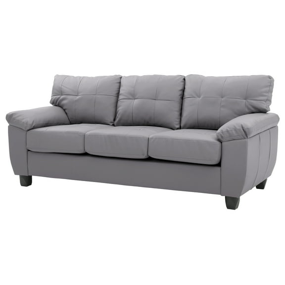Glory Furniture Gallant Faux Leather Sofa in Gray