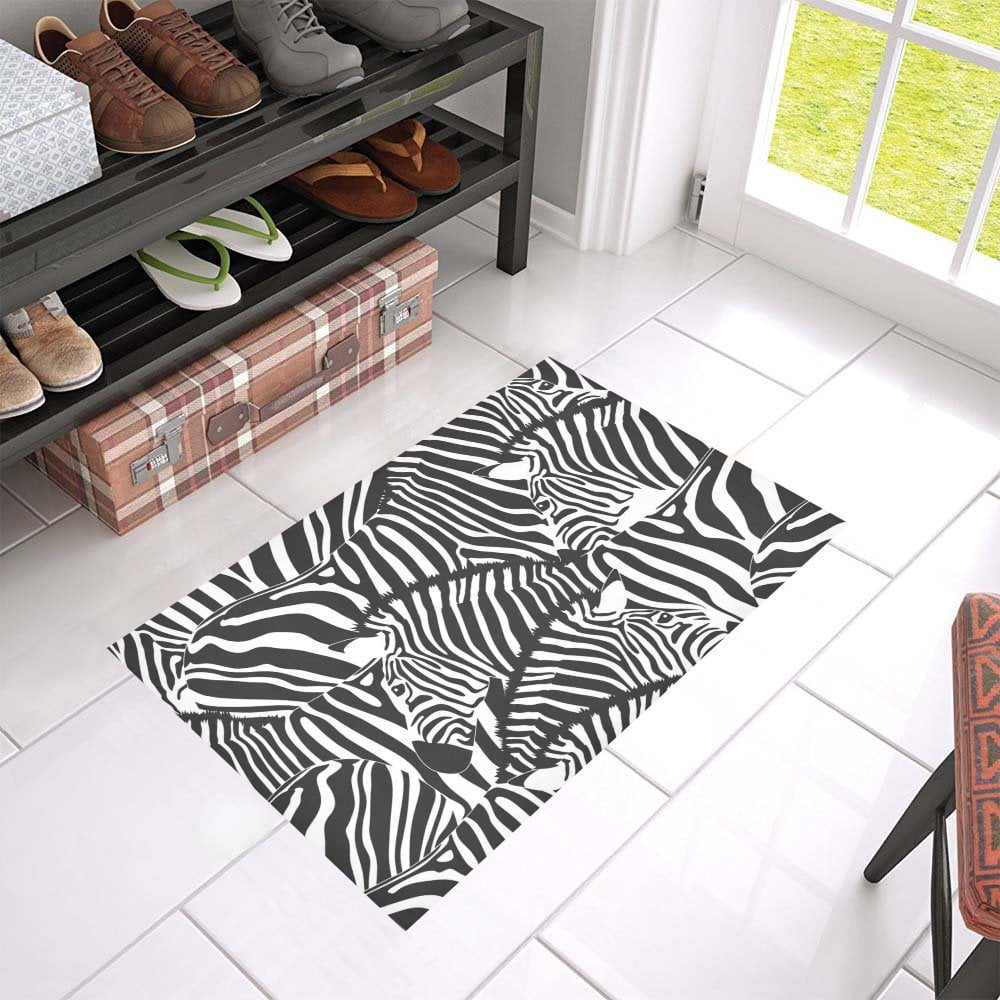 MKHERT Black Zebra Doormat Rug Home Decor Floor Mat Bath Mat 23.6x15.7
