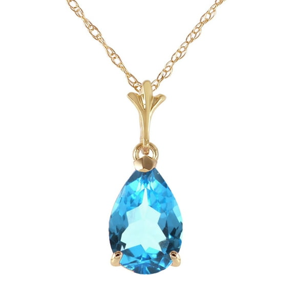 Galaxy Gold GG 14K Yellow Gold Blue Topaz Pendant Necklace - December Birthstone - Communication & Serenity - 16" to 24" - Fine Jewelry for Women