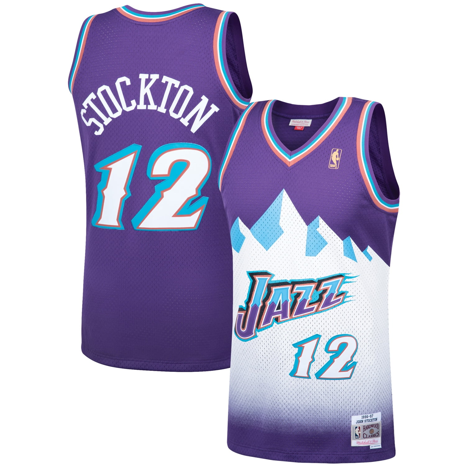 Men's Mitchell & Ness John Stockton Utah Jazz White 1996-97 Hardwood Classics Swingman Jersey