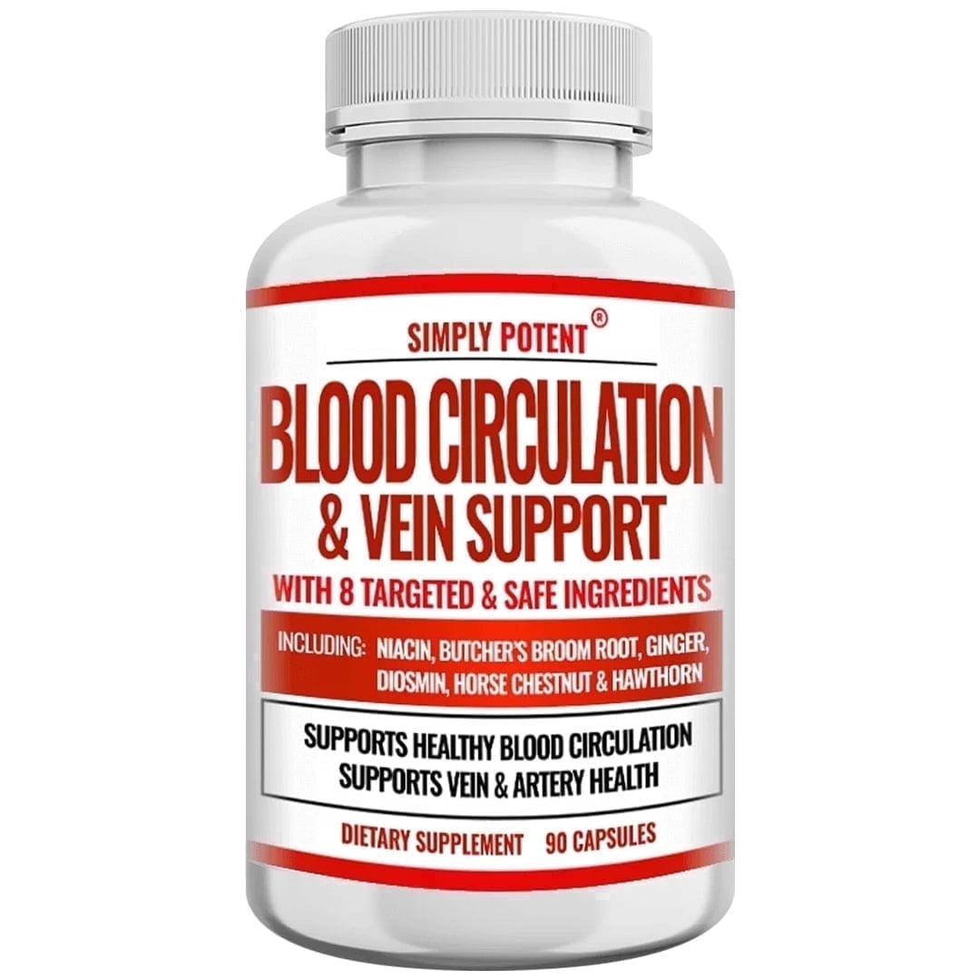 Simply Potent Blood Circulation & Vein Support Supplement, Circulate Supplement for Women — 90 Capsules | Varicose & Spider Vein, Leg Swelling & Lymphatic Drainage Support | Horse Chestnut, Diosmin,