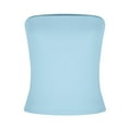 thumbnail image 5 of Fanxing Light Blue Tube Tops for Women S Going Out Crop Sleeveless Tank Bandeau Strapless Casual Shirts （Women's Petite XS-XL), 5 of 7