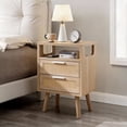 thumbnail image 5 of OTONIPU Rattan Nightstands Set of 2 with 2 Drawers, Modern Wood Bedside Tables with Gold Handles, Oak End Tables, 5 of 7