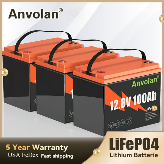 3X 100Ah Lithium Iron LiFePO4 Battery 12V 15000 Deep Cycles Rechargeable 100A BMS Low-Temp for RV Solar Battery Marine Boat Camping