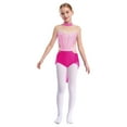 thumbnail image 2 of TiaoBug Gymnastics Leotards for Girls Sleeveless Rhinestones Backless High-low Skirt Bodysuit Skating Dance Dress Pink&Hot Pink 8, 2 of 6