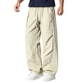 thumbnail image 3 of ZVAVZ Wide Leg Parachute Pants for Men Y2k Baggy Track Pants Fashion Outdoor Sports Pants with Zipper Pockets Khaki M, 3 of 10