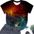 thumbnail image 4 of LUOGENLI T-shirts pour Femmes Col Rond Étoile Mode Décontractée Imprimé Manches Courtes T-shirts Graphiques Pêche Vêtements d'Été Rouge TG, 4 of 5