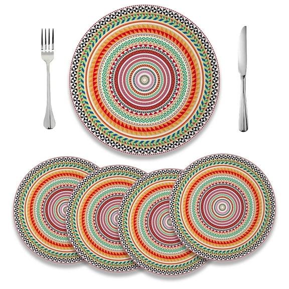 MIZHONA Boho Round Placemats Set of 4,Table Place Mat 15 inch