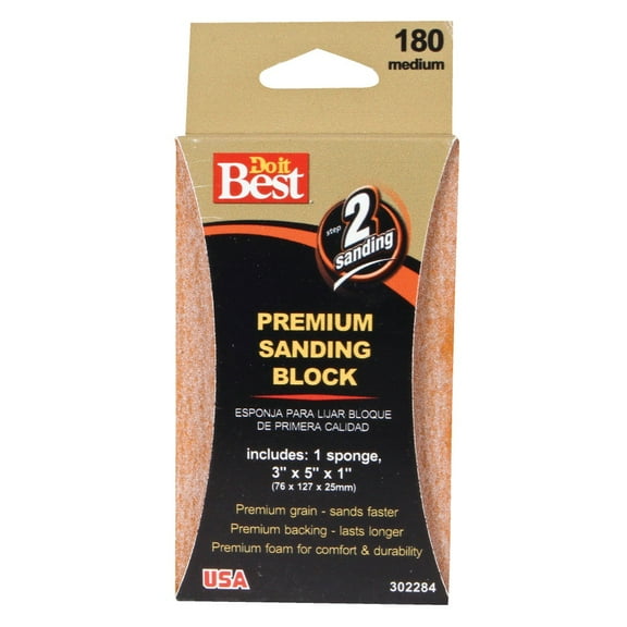 Do it Best Premium 3 In. x 5 In. x 1 In. 180 Grit Medium Sanding Sponge 7365004