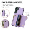 thumbnail image 2 of Wallet Case for Samsung Galaxy S23, Classic Lychee Texture PU Leather Purse Case with Accordion Card Slots, Protective Crossbody Flip Cover with Zipper Shoulder Strap Lanyard, Purple, 2 of 8