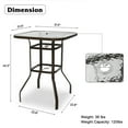 thumbnail image 5 of Ktaxon 31 Inch Patio Bar Table, Square Outdoor Bar Height Bistro Table with Tempered Glass Tabletop & Umbrella Hole, Outdoor Cocktail Table for Patio Yard Poolside, Brown, 5 of 7