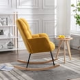 thumbnail image 3 of PORKISS Teddy Upholstered Rocking Chair with High Backrest Armchair for Living Room Bedroom, Yellow, 3 of 8