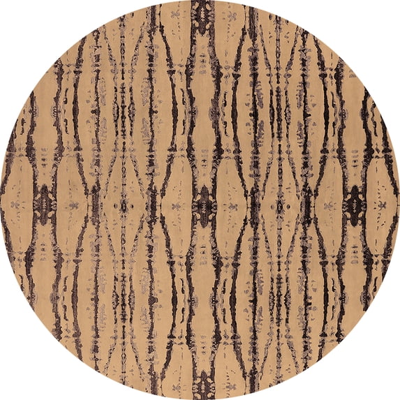 Ahgly Company Indoor Round Oriental Brown Industrial Area Rugs, 6' Round
