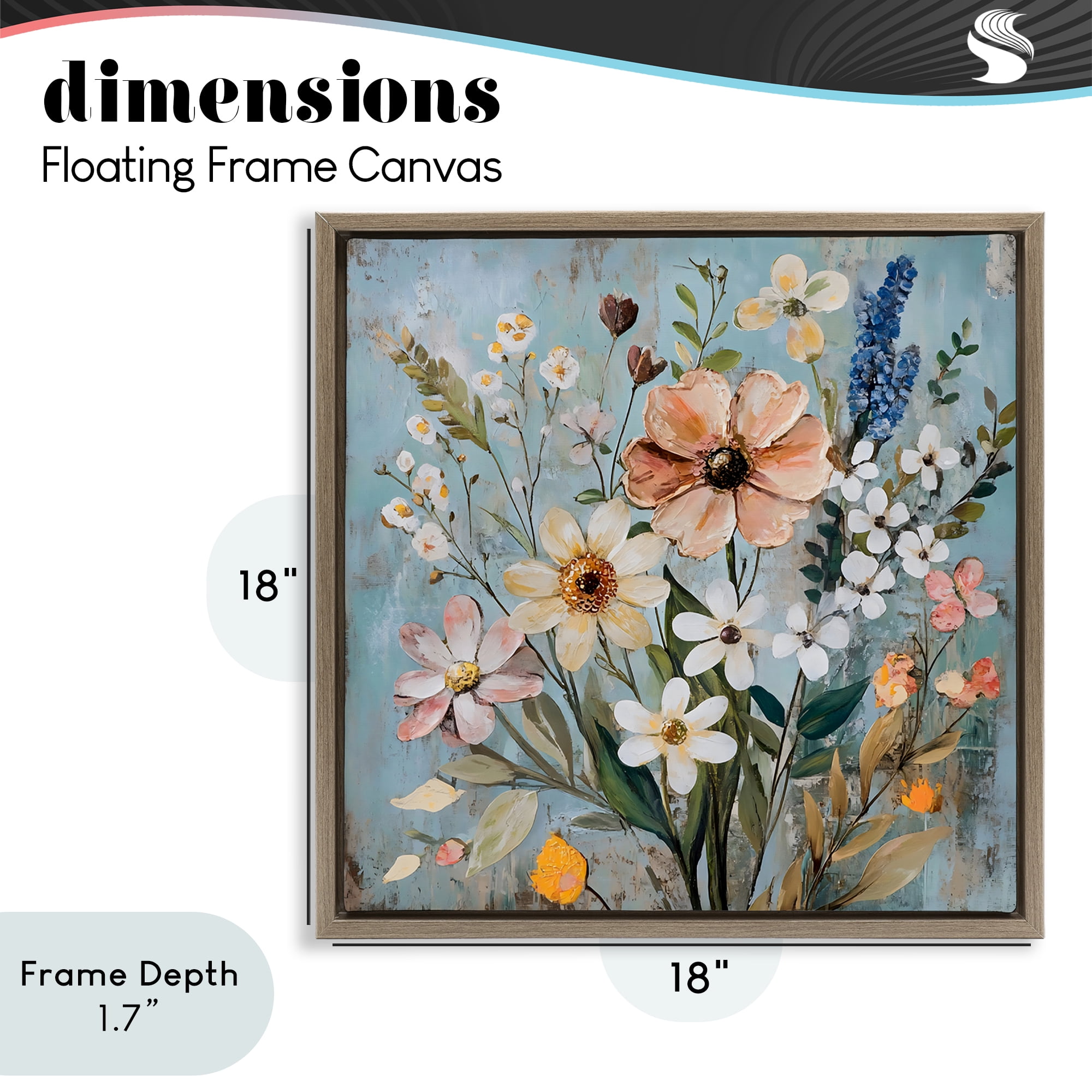 Stupell Industries Wildflower Mix Spring Bouquet Brown Framed Floater Canvas Wall Art, design by Creative Studio