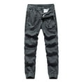 thumbnail image 2 of BiZtdJrK Jogger Pants for Men Big and Tall Ripstop Athletic Cargo Pants Solid Casual Drawstring Elastic Bottom Sweatpants with Pockets, Gray, XXXXL, 2 of 4
