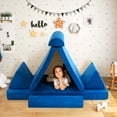 thumbnail image 2 of Costway 8 PCS Kids Play Sofa Set Modular Convertible Foam Folding Couch Toddler Playset Blue, 2 of 10