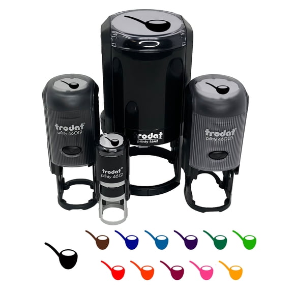 Old Timey Pipe Self-Inking Rubber Stamp Ink Stamper - Blue Ink - Large 1-1/2 Inch